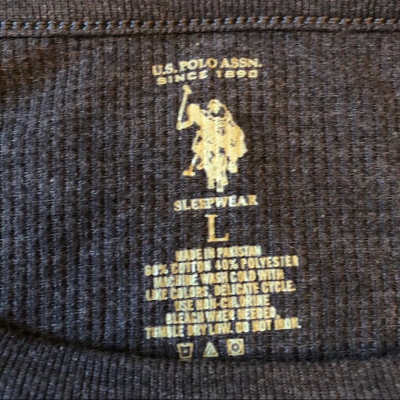 🐎 U.S. Polo Assn Long Sleeve Thermal Shirt Mens Large Grey Yellow - Picture 3 of 5